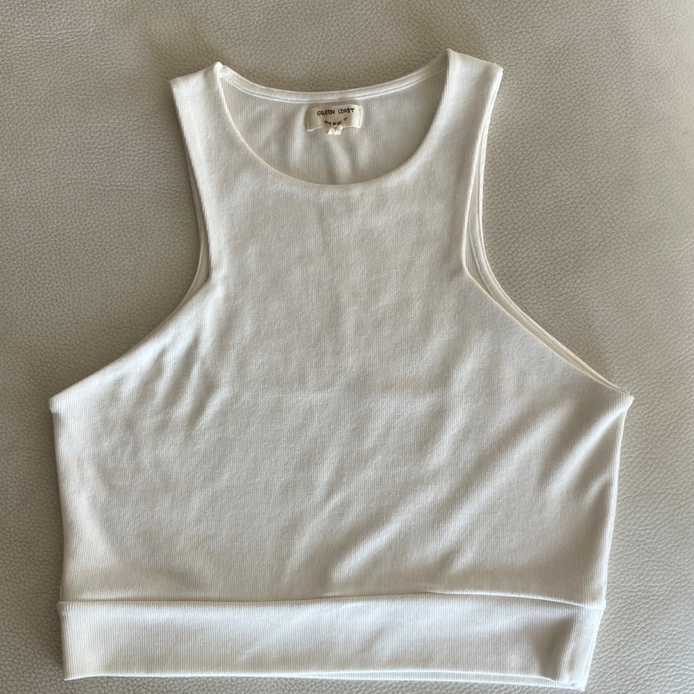 Women's Cream Ribbed Tank Top
